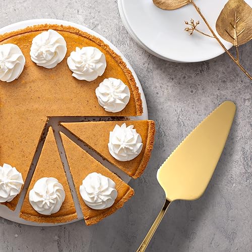 Miniatura 4 de Keyoxy Utensilios dorados para servir, 16 piezas de utensilios de acero inoxidable con cuchara de servir, cucharas ranuradas, tenedores, cucharón de