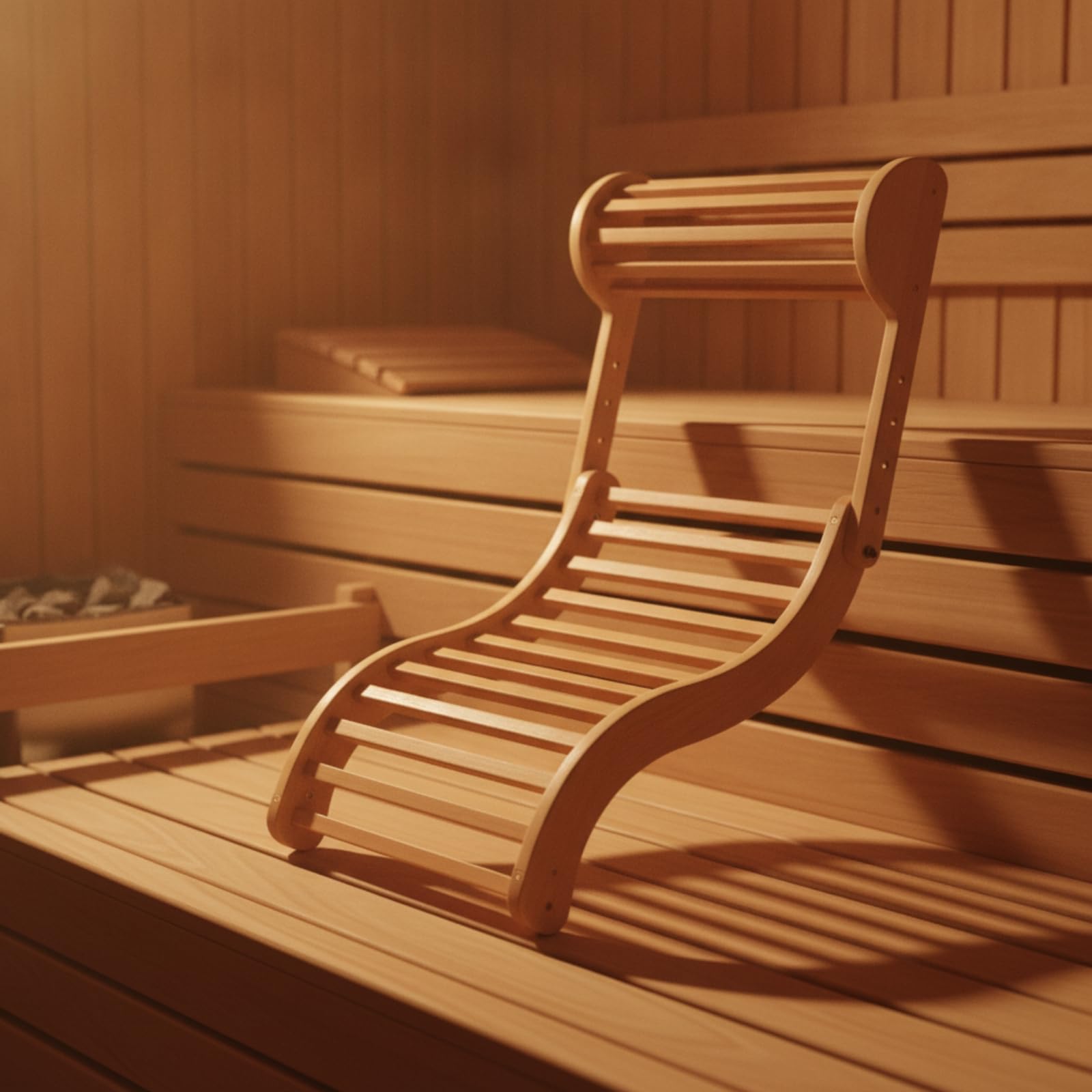 Baoblaze Schienale Ergonomico con Poggiatesta Pieghevole Schienale Ergonomico Regolabile Poggiatesta in Legno per Sauna, Spa