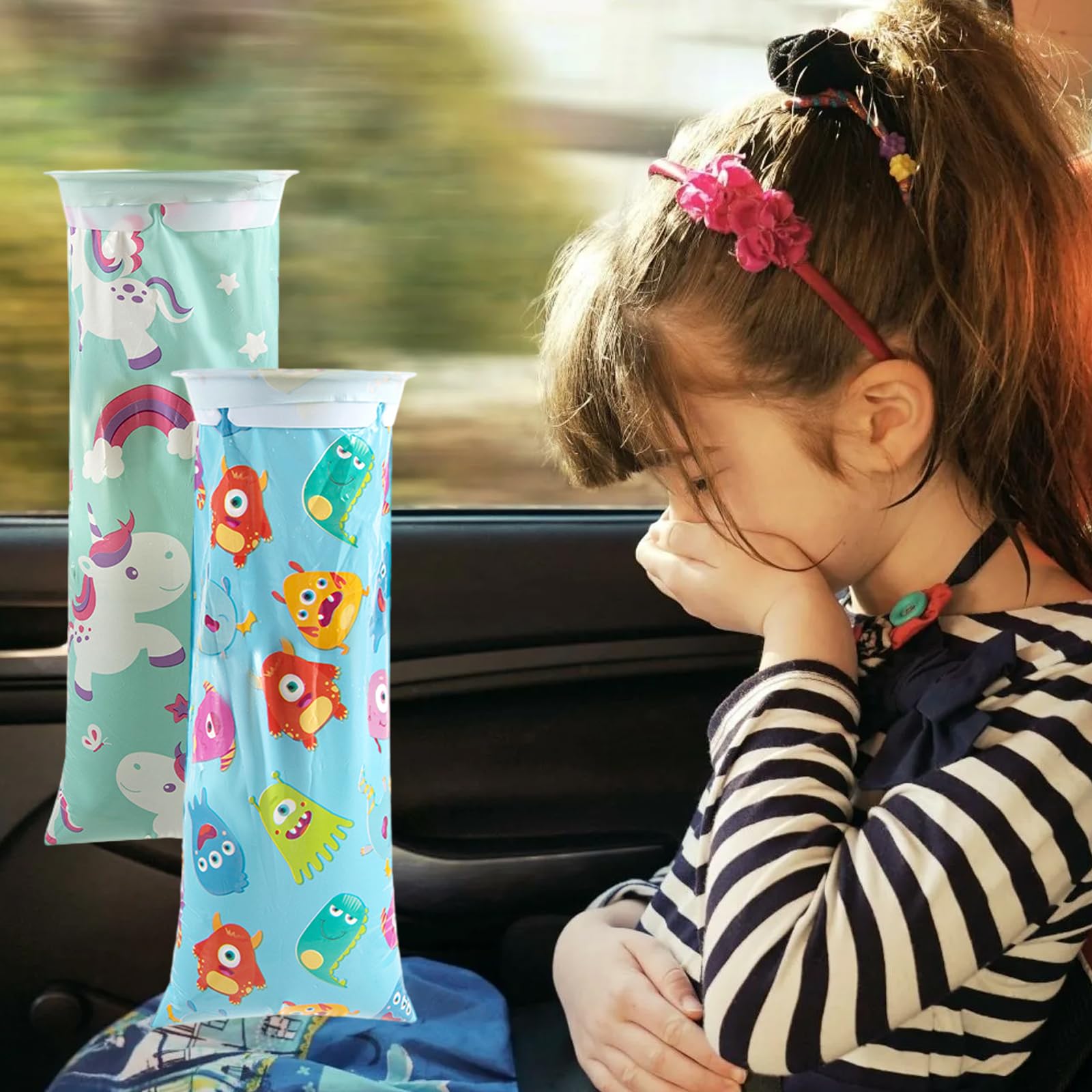 Vomit Bag 16PCS 1500ml Sacchetti Monouso Emesis Per Auto Autobus Aerei Cinetosi da Viaggio Cartoon Style