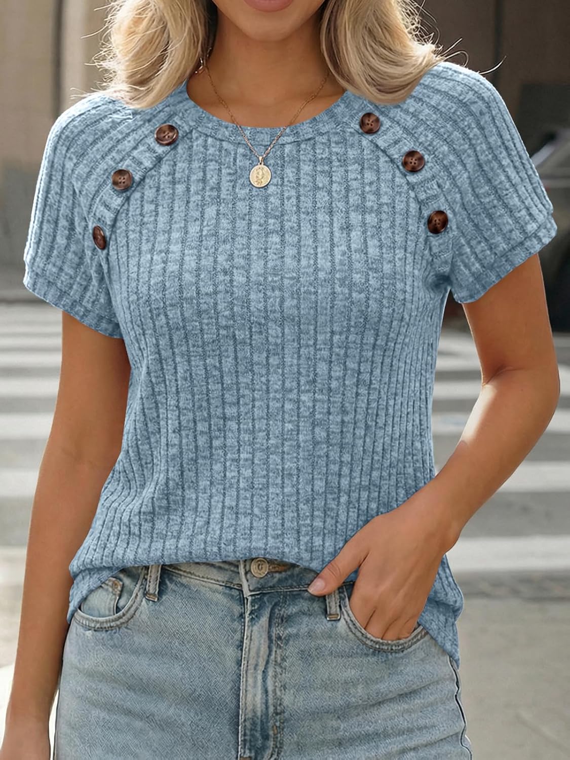 AUTOMET Women's Short Sleeve Shirts Business Casual Blouses Dressy Work Tunic Tops 2026 Spring Sweaters Fashion Clothes - Image 2