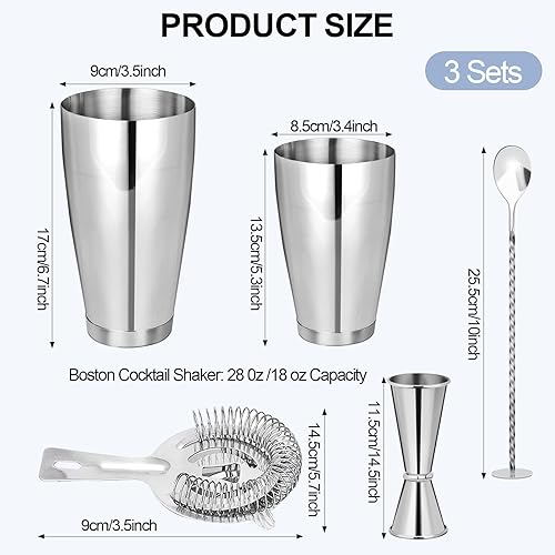 Miniatura 6 de Juego de coctelera Boston Shaker de 15 piezas, kit de barman profesional, coctelera de acero inoxidable, coctelera de bebidas de acero inoxidable,