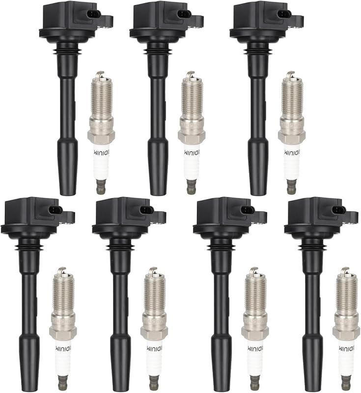 Kit de bobinas de ignição ECCPP UF835 com velas Iridium + Platinum para Ford F-150 e Mustang V8 5.0L – 7 unidades