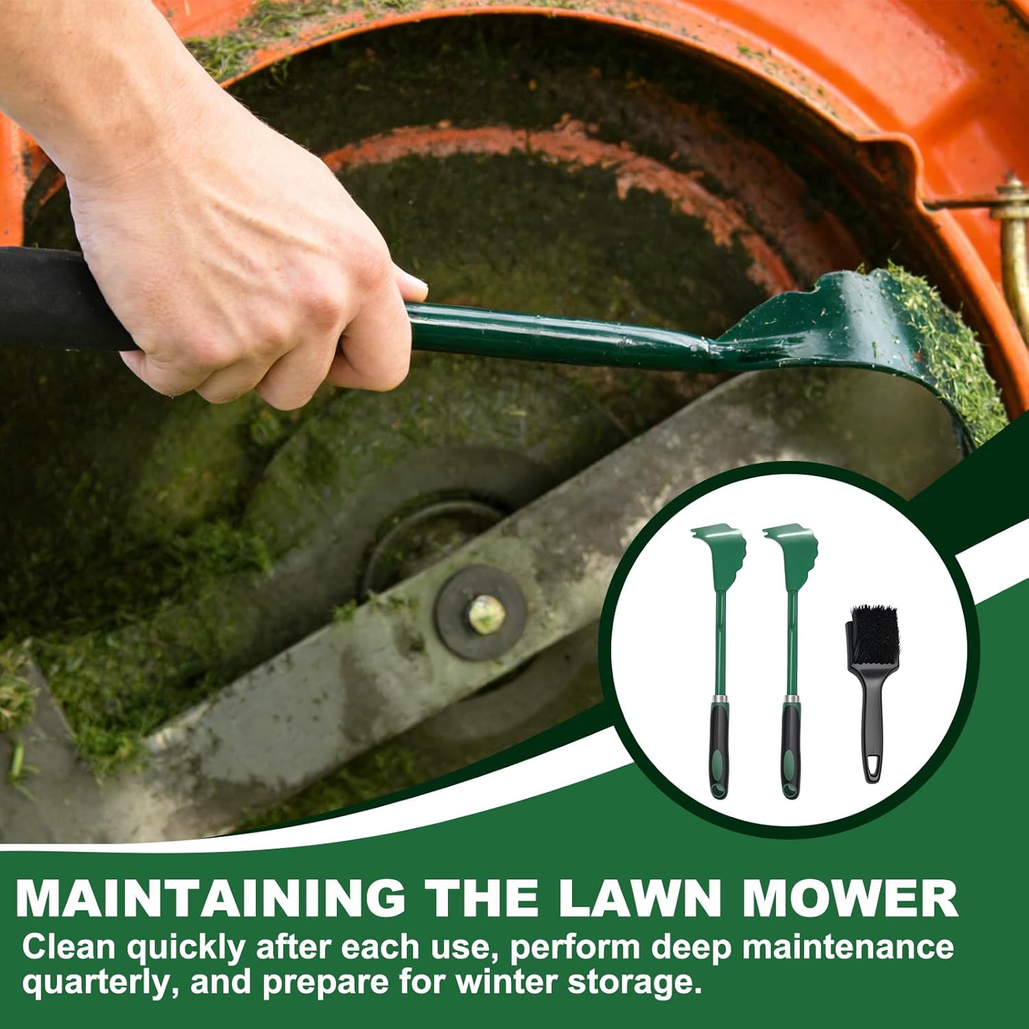 3 Pack Mower Deck Scraper with Ergonomic Long Handle, Lawn Mower Deck Scraper, Mower Scraper, Lawnmower Deck Cleaning Tool for Maintenance Cleaning