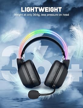 Cat Ear Gaming Headset, Surround Sound, RGB Lights, Noise-Canceling Mic, Lightweight Over-Ear Headphones with Adjustable Headband for PC, PS4, PS5, Mac, Switch, in-Line Control