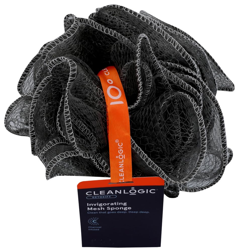 Clean Logic Purifying Charcoal Mesh Bath Sponge (3 Pack)3