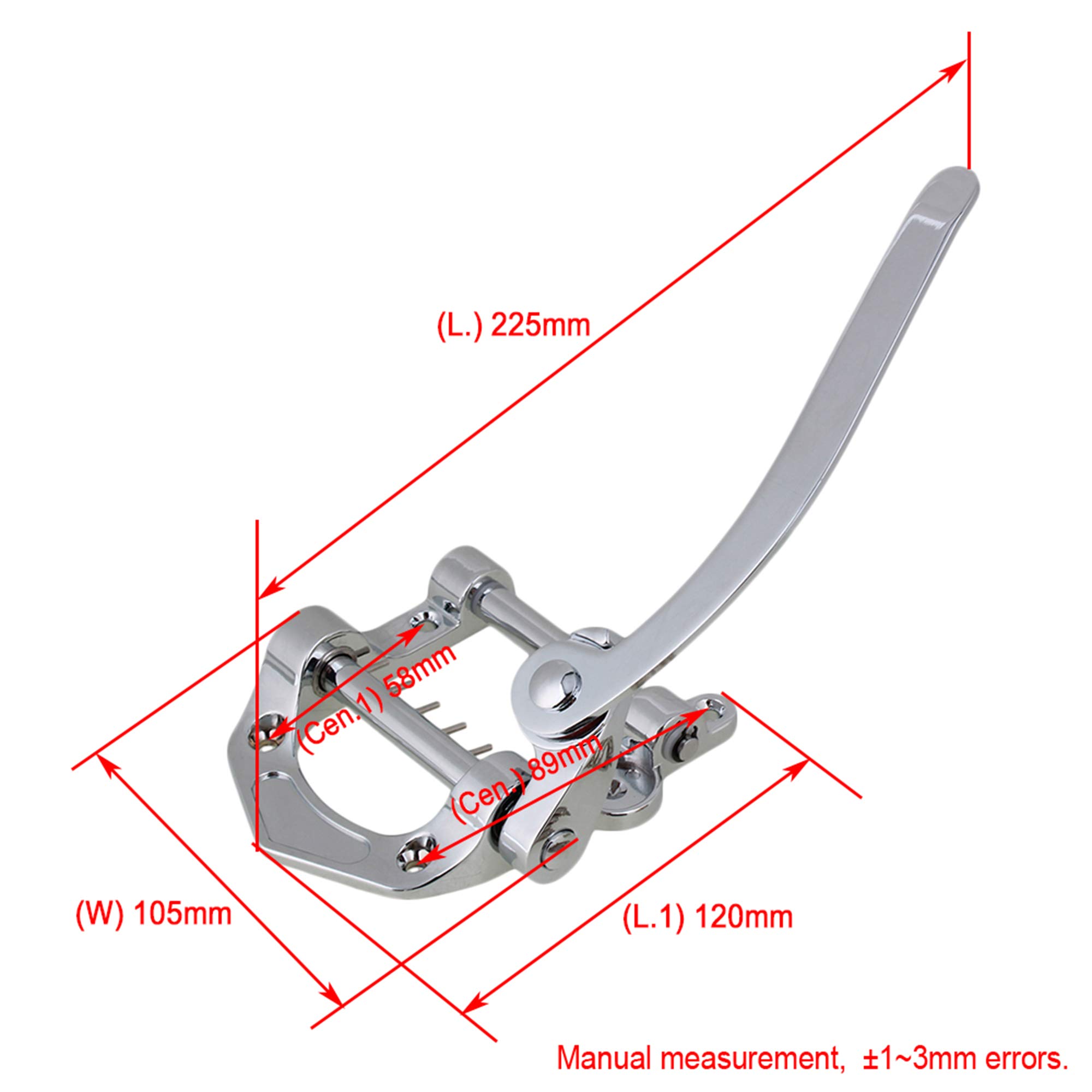 Yibuy 224 x 98 mm aleación de zinc plata guitarra eléctrica trémolo unidad puente vibrato