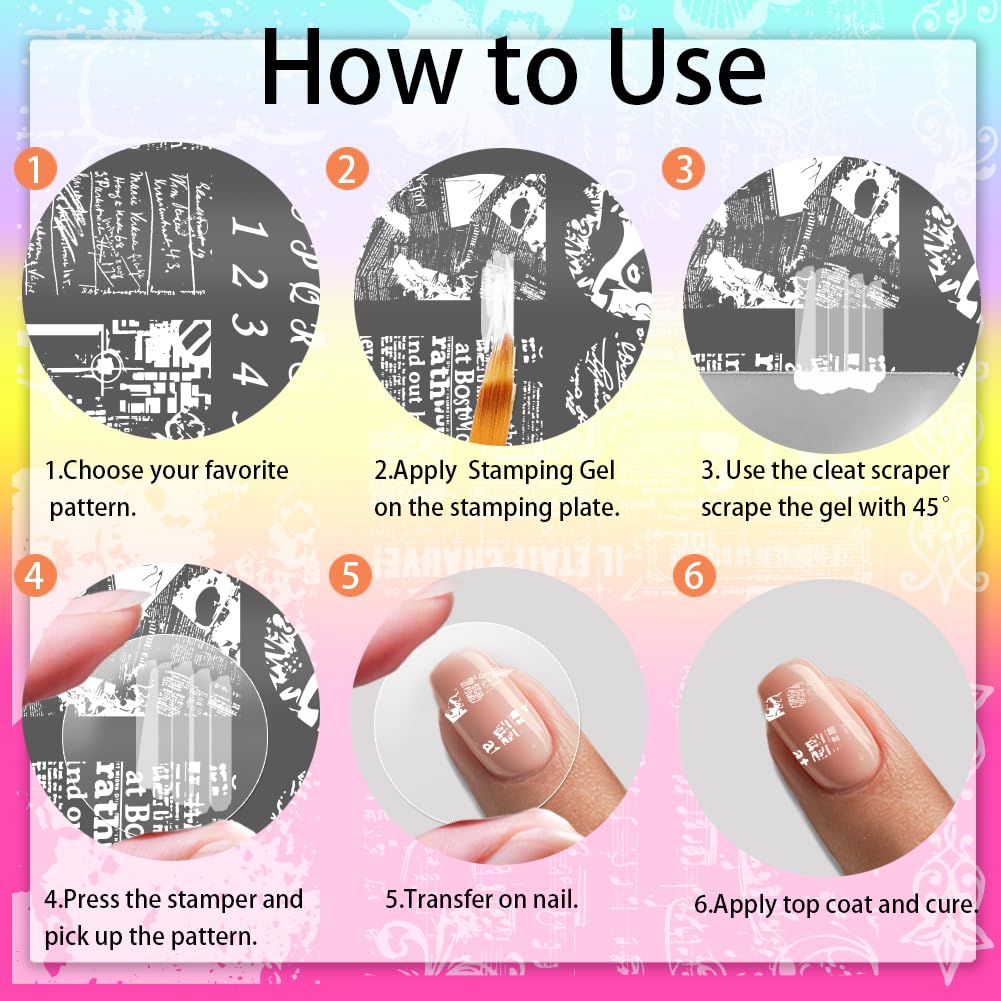 PH PandaHall 3 placas para sellos de uñas con textura de graffiti plantilla para uñas con números alfabetos plantillas para Nail Art Estilos Vintage Plantillas para Manicura DIY Mujeres Salones de