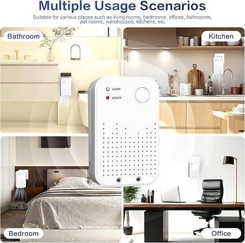 Miniatura 7 de KLVEU 2 purificadores de aire enchufables, ionizador de aire para el hogar, generador de iones negativos, filtro de aire portátil para olor, humo,
