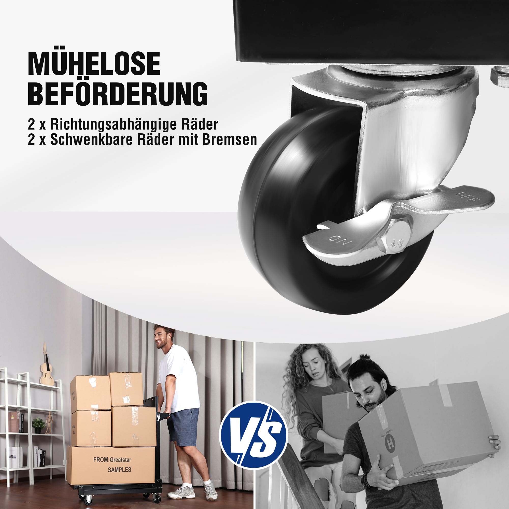 WORKPRO Servierwagen 3-in-1, Klappbarer Wagen 3 Etagen, Rollwagen klappbar, Dienstwagen mit Rädern, für Küche, Hotel, Werkstatt, Kunststudio und Galerie