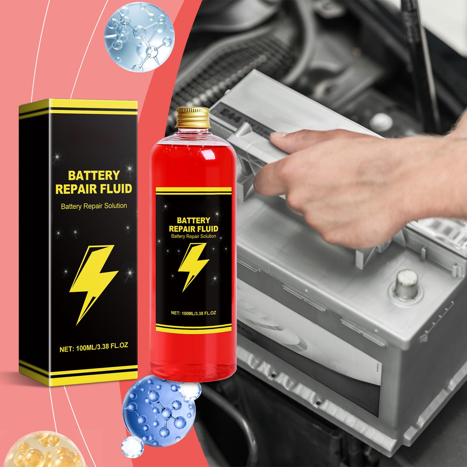Liquide de réparation de Batterie de Voiture - Réparation de Batterie sûre et - Longue durée de Vie - - pour Voitures de Golf - Universel - 100 ML