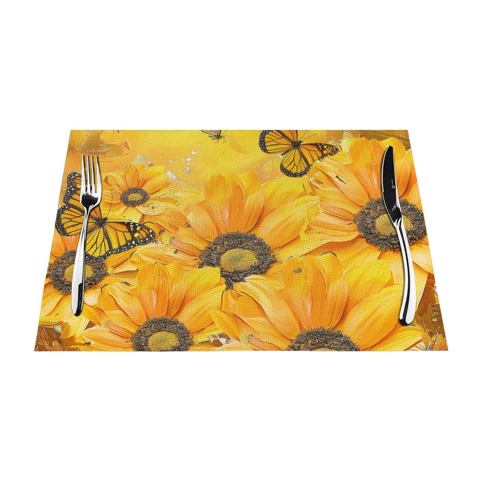 Set de table en PVC fleurs jaunes idéal pour illuminer vos déjeuners de terrasse