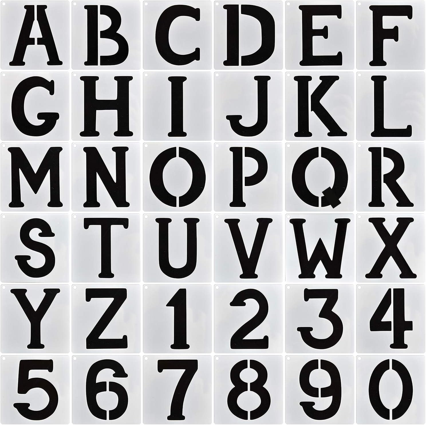 Letter and Number Stencils 3 x 3 Inch Templates for Wood Slice Scrapbooking Cookie Tile Furniture Wall Floor Decor Craft Wood Burning Drawing Tracing DIY Art Supplies (36pack- Letter and Number)