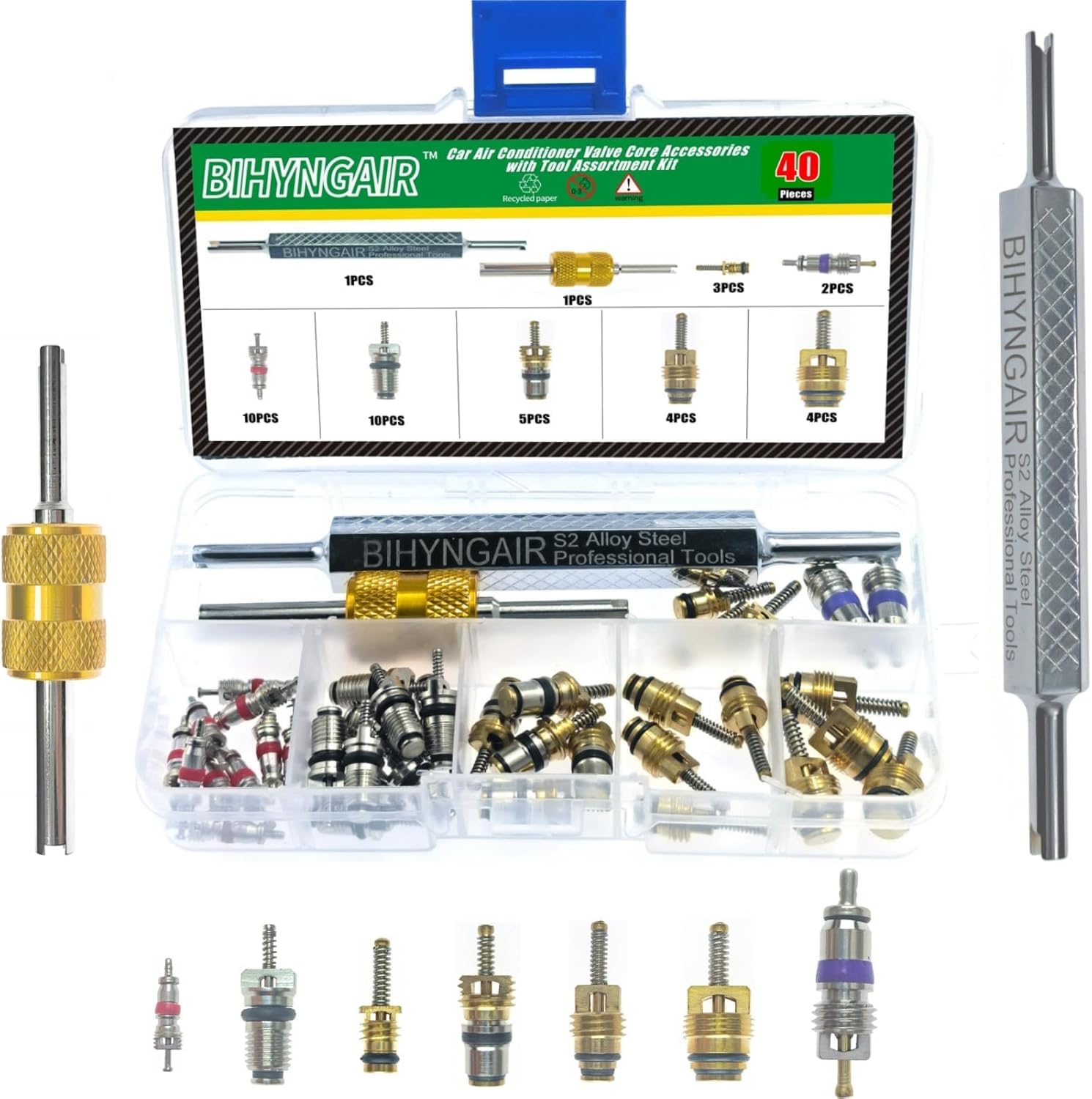 BIHYNGAIR Car Air Conditioner Valve Core Assortment Kit