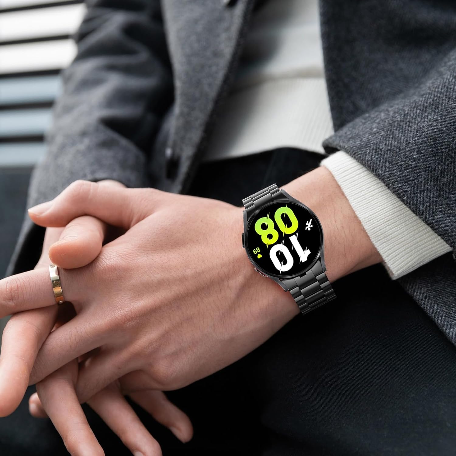 Anlinser No Gap Bands Compatible with Samsung Galaxy Watch 7/6/5/4/FE Band 44mm 40mm/Watch 6 Classic Band 47mm 43mm/Watch 5 Pro 45mm/Watch 4 Classic, 20mm Metal Strap for Women Men, Black - Image 6