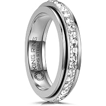 King Ring 5mm Fidget Ring Spinner Ring for Women with Glass Stones - Designed in USA