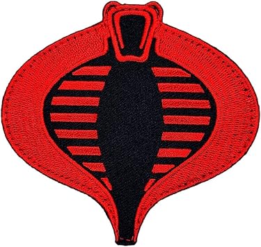 Red Cobra Embroidered Patch - 3.5 x 3 inch Hook Fastener Backing P339