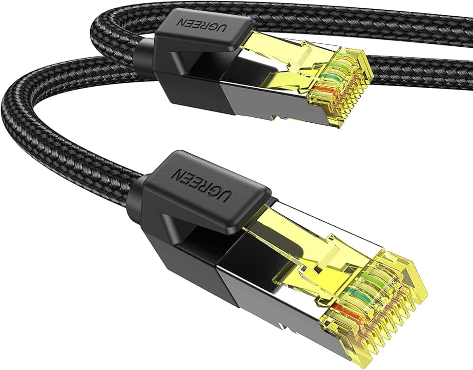 UGREEN Cabo Ethernet Cat 7 de 3 m, cabo de Internet trançado de alta velocidade Cat7 RJ45 Cabo de rede LAN blindado interno resistente compatível com jogos PC PS5 PS4 PS3 Xbox Modem Router Smart TV 3