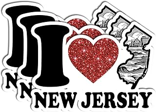 3PCS New Jersey Sticker Pack, Waterproof Vinyl New Jersey Sticker Decals for Bottles, Laptop, Luggage, Scrapbook, Skateboard, Car, Guitar, Bike, Jersey Shore Stickers