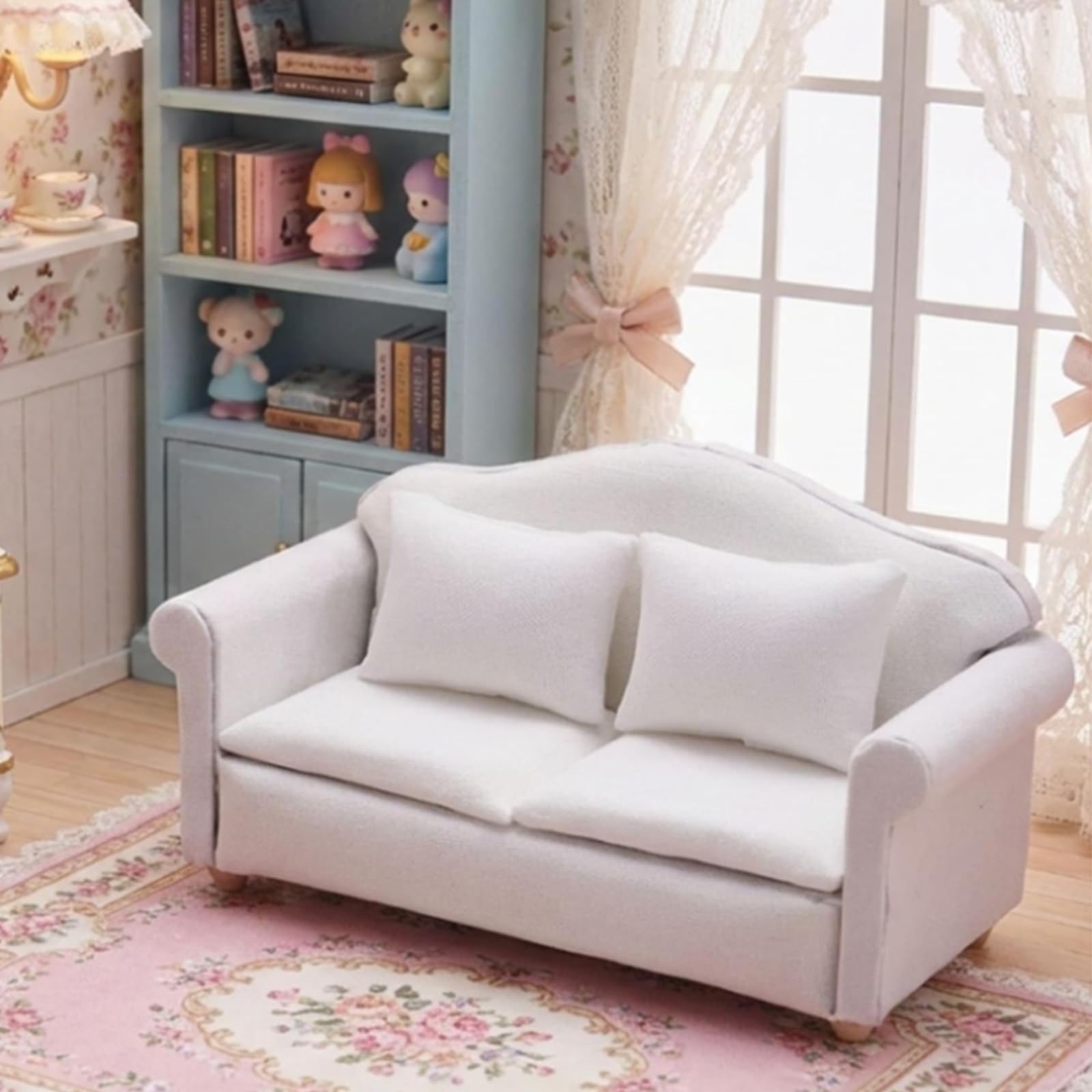Canapé Miniature 1:12 Pour Maison De Poupée – Cadre En Bois, Housse En Tissu Amovible, 3 Styles Disponibles