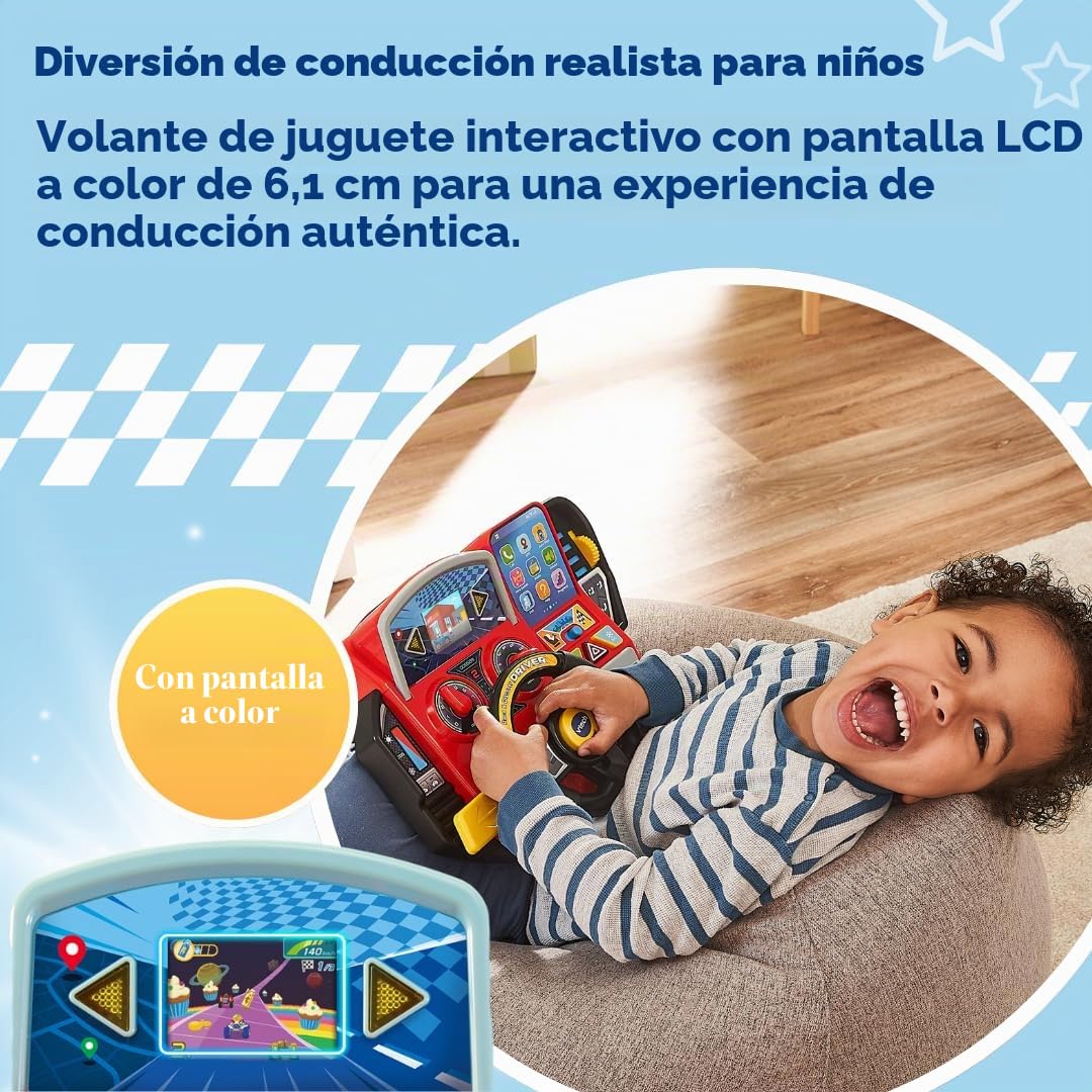 VTech Volante de Aprendizaje de Aventura – Volante Interactivo con Pantalla LCD a Color, 3 Modos de Juego, numerosos contenidos de Aprendizaje y 23 melodías – para niños de 3 a 7 años