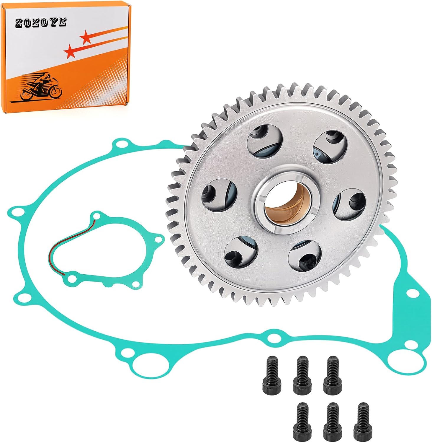 Starter Clutch Gear One Way Bearing Kit and Gasket for Yamaha YFM660R Raptor 660R 2004 2005 5LP-15515-20-00