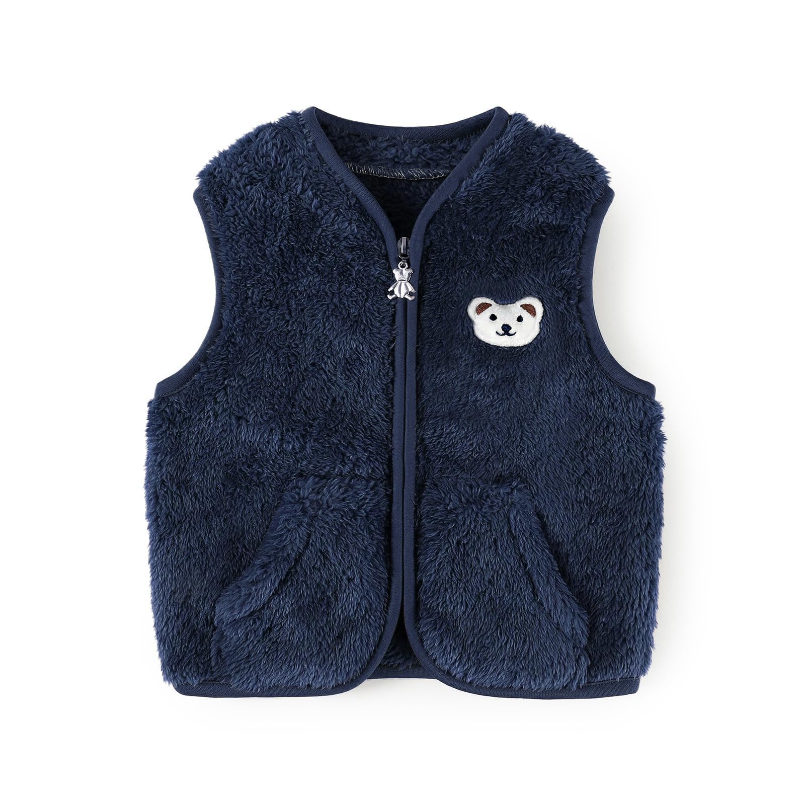Baby Boys Girls Fleece Vest Zip Up Cute Bear Jackets Fuzzy Fall Winter Warm Clothes Newborn Outwear for Toddler Infant