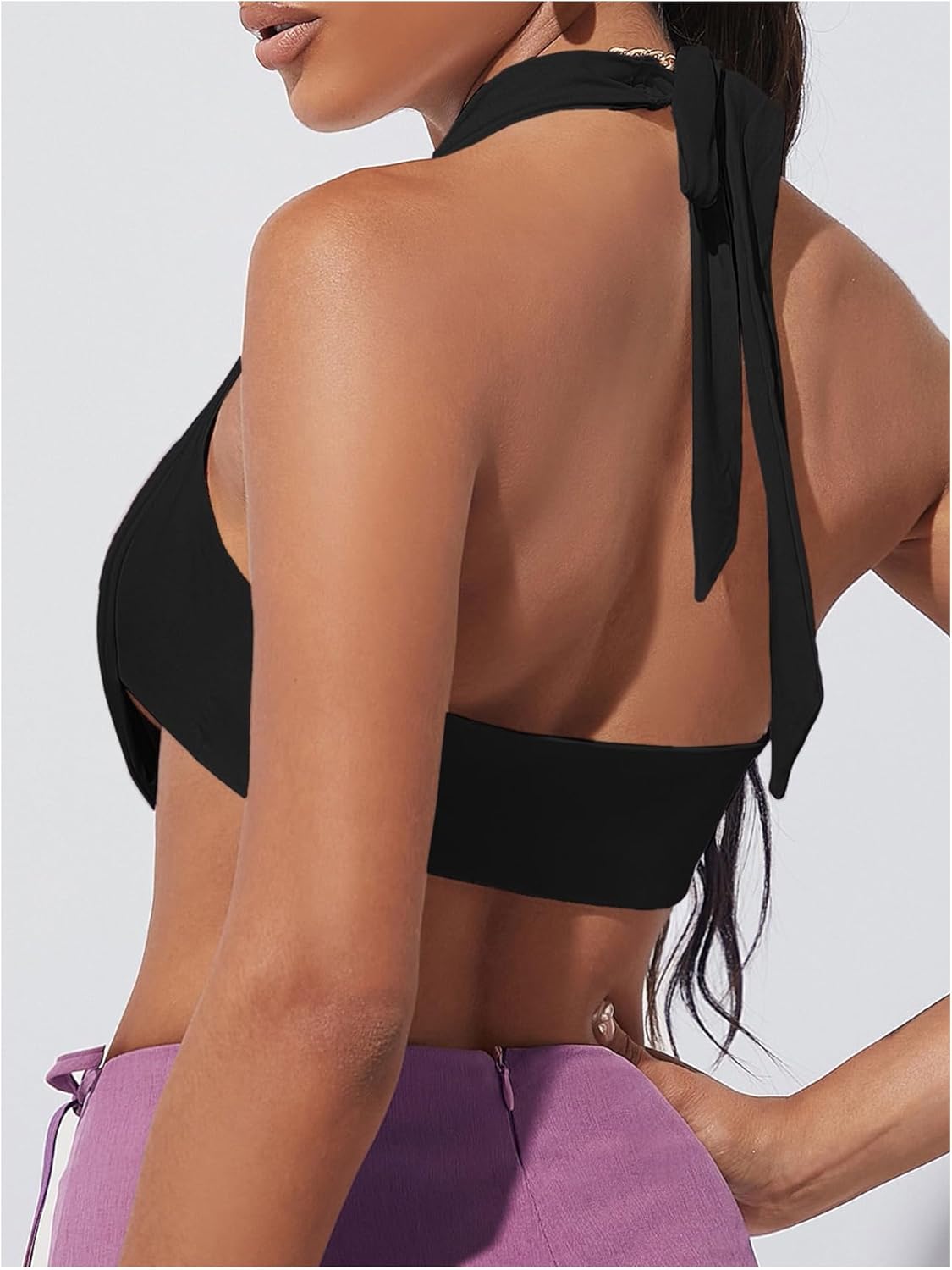 SweatyRocks Women's Draped Halter Top Cut Out Sleeveless Y2k Cropped Tank Top Clubwear - Image 2