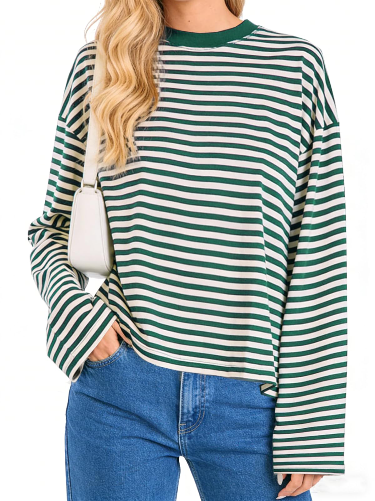 meiyi station Striped Long Sleeve Shirt Women Oversized Sweatshirt Baggy Tee Shirts Crewneck Pullover Y2K Tops-picture-55
