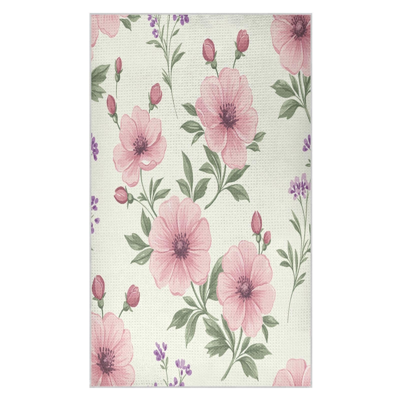 BURSTDDY Flowers Kitchen Towels,Absorbent Dish Towels 2 Pack