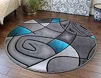 Vista 25 de Masada Rugs, Alfombra moderna y contemporánea, turquesa, gris y negro (5 pies x 7 pies)