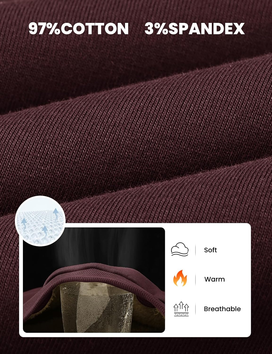 Rdruko Men's Sherpa Lined Sweatshirts Heavyweight Winter Fleece Pullover Crewneck Sweatshirts With Zip Kangaroo Pocket - Image 6