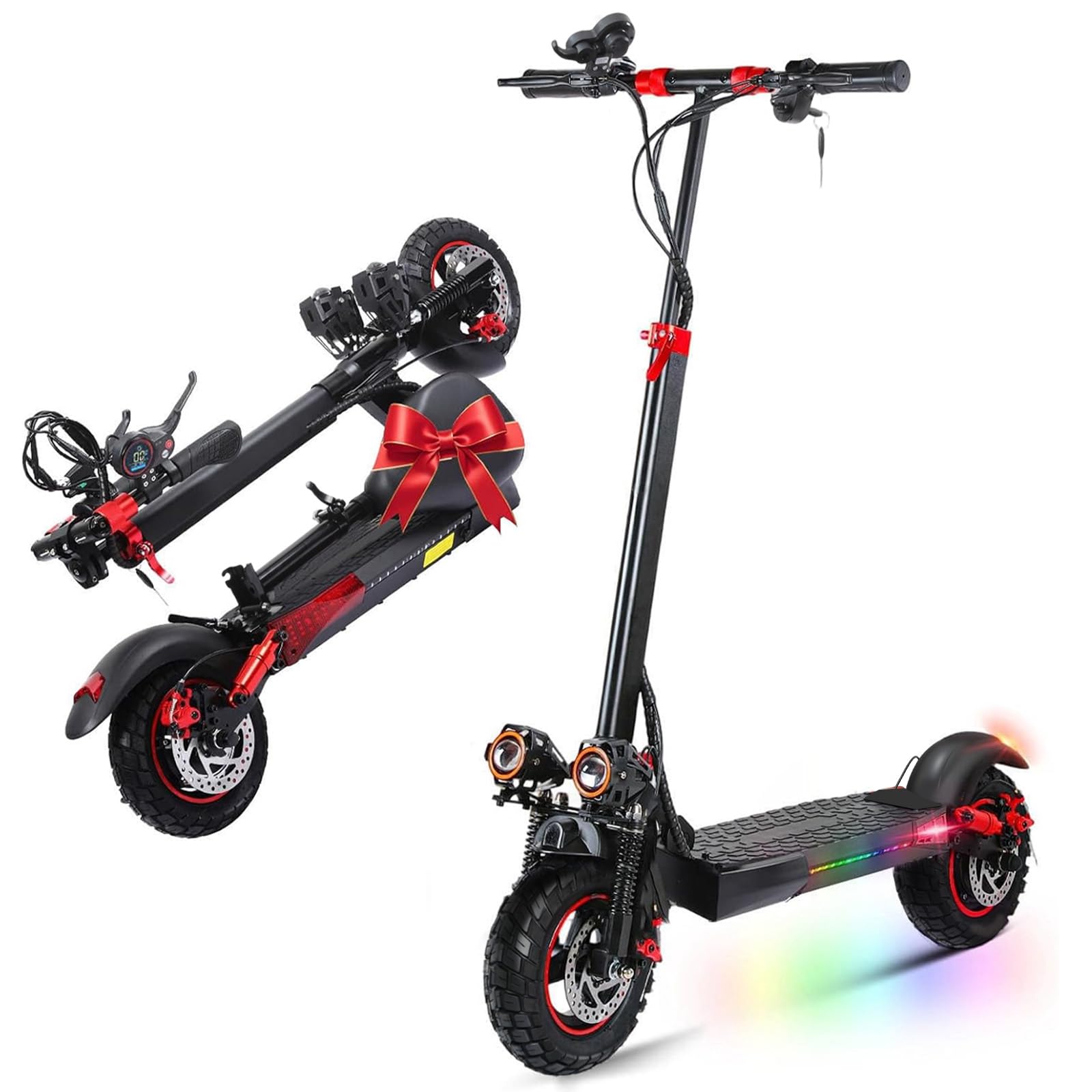 Monopattino Elettrico Adulto,45-55KM 48V 15/18Ah, 10,5/11 pollici Fuoristrada Monopattino Elettrico Adulti Pieghevole,Doppio Ammortizzatore e Freni a Disco Anteriori e Posteriori,Carico 150kg