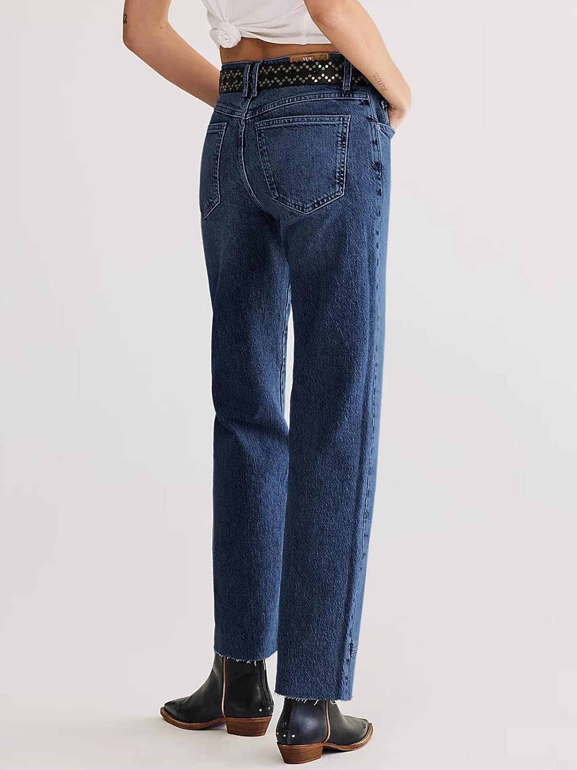 Cicy Bell Womens Straight Leg Stretchy Jeans High Waisted Front Seam Cropped Ankle Denim Pants with Pockets - Image 4