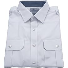 Mens Pilot Shirt Silver Label Modern Cut Long Sleeve Wrinkle-Free Uniform Shirt