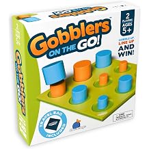 Gobblers on the Go! Portable Wooden Tic-Tac-Toe Board Game, 2 Players, Ages 5+