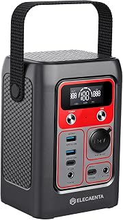 ELECAENTA Station Électrique Portable 192Wh LiFePO4 210W 6 Ports USB-C PD | 6 Sorties 210W Totales, Charge Solaire/Voiture/CA/USB-C PD 100W, LED SOS, LCD, Léger 1,78kg pour Camping Caravane Urgence