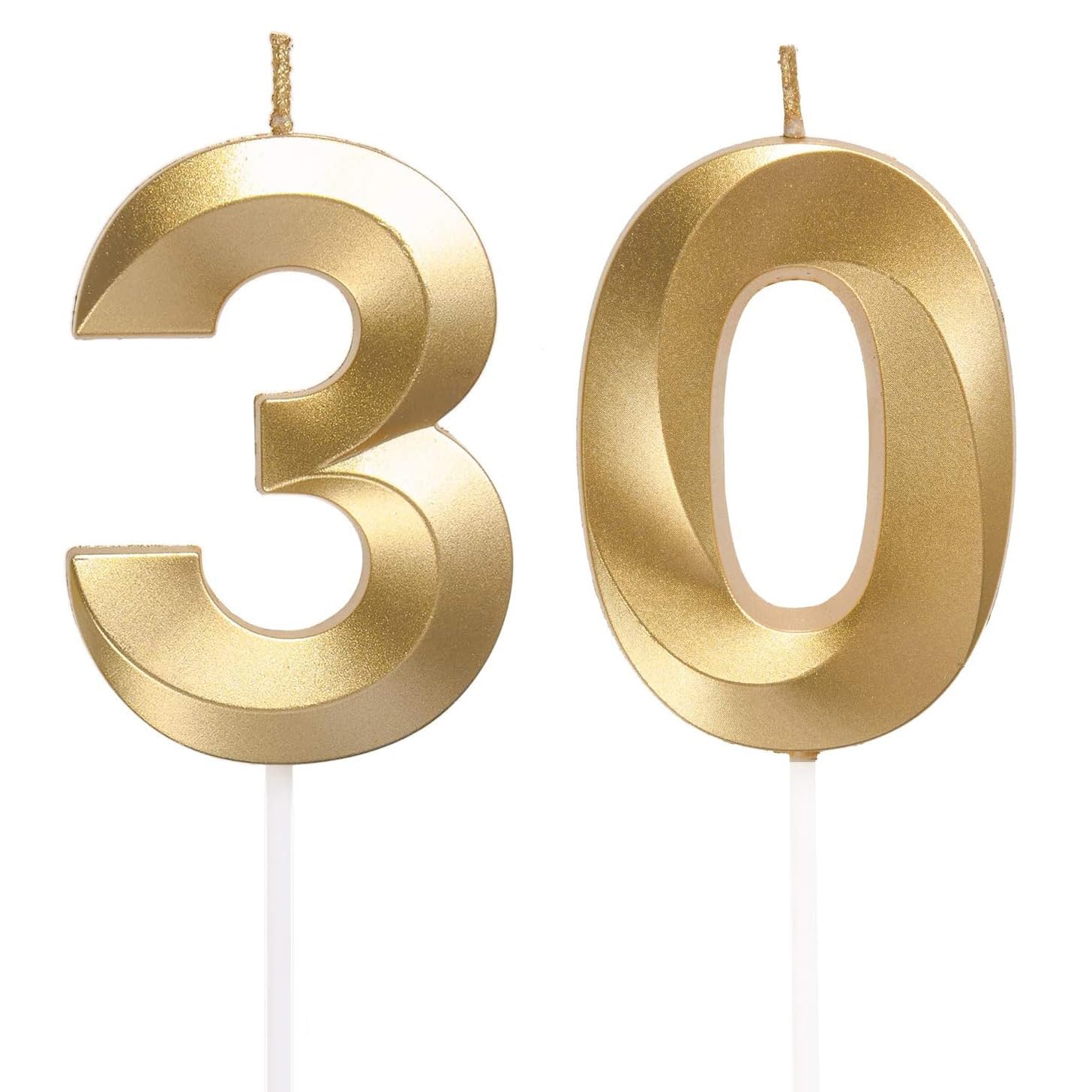 Qikaara Gold 30Th Birthday Candles, Number 30 Candle, Happy Birthday Candle, 3D Digital Candles For Birthday Cake, Glitter Cake Topper Decorations For Birthday Wedding Anniversary Celebration Party