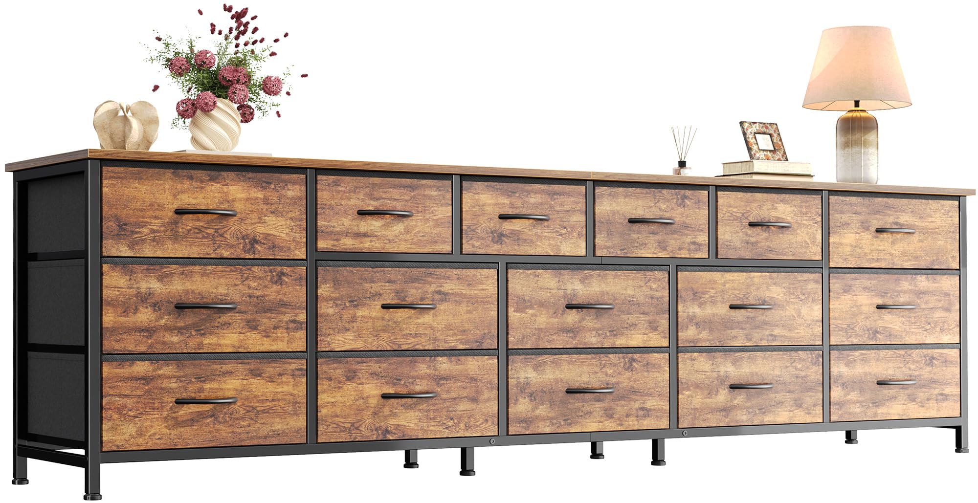 long dresser under 200 FUFU&GAGA Black Wooden 63 in. Width 12 Drawer Dresser, Storage Cabinet Console with Wooden Legs, European Style THD-390033-02