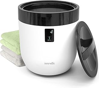 SereneLife Towel Warmer for Bathroom & Spa, Luxury Hot Towel Heater Bucket with Customized Fragrance, Auto Shut Off, Fits 1 Large Blanket, Bathrobe, PJs (Black)