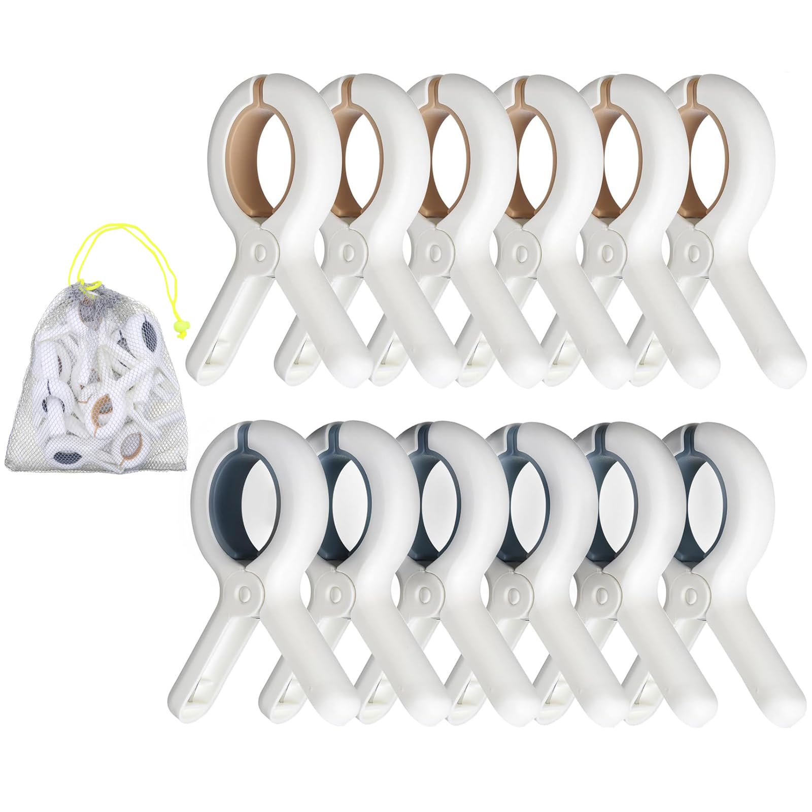 Photo 1 of 12pack Large Beach Towel Clips Quilt Drying Clip Strong Grip Clothes Pegs Non-Slip Towel Pegs for Sun Lounger Washing Line Laundry Pool Chairs Sunbeds, with Drawstring Organizer