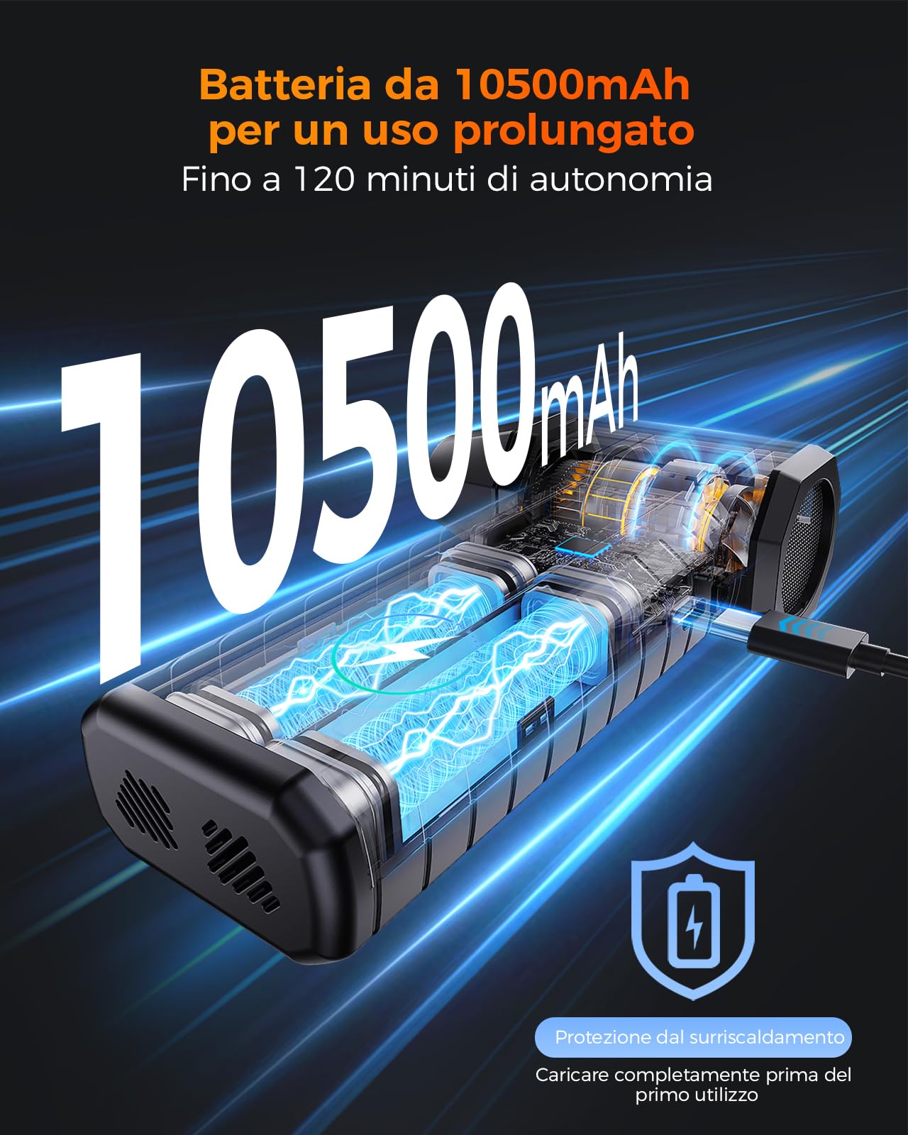 Soffiatore a Batteria – Mini Soffiatore Aria Compressa 200.000 giri/min, 10.500 mAh, per Pulizia PC & Tastiera, LED, Display Intelligente, Ricarica USB-C