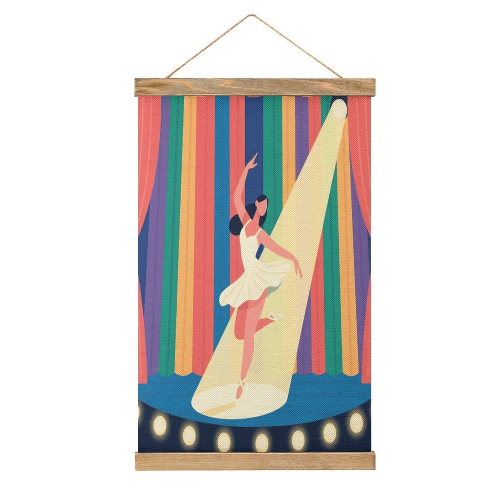 VstaDank Dancer on Stage Linen Hanging Painting Vintage Canvas Wall Art Poster Reading Nook Corner Decor Retro Wall Decor Prints for Library Reading Room Home 13.2 X 20.47 Inch