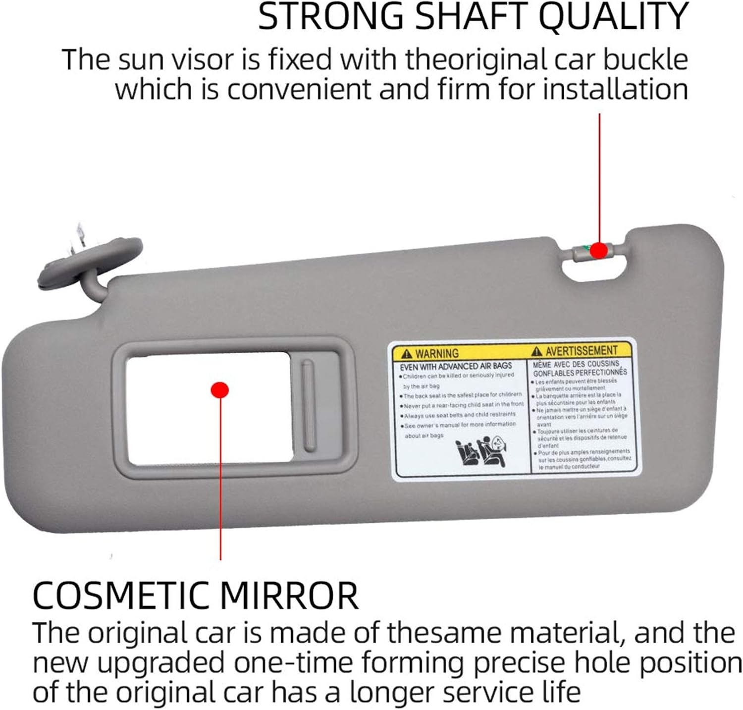 Dasbecan Front Left Driver Side Sun Visor with Light Compatible with Toyota Highlander 2008-2013 74320-48500-B0 (Gray)