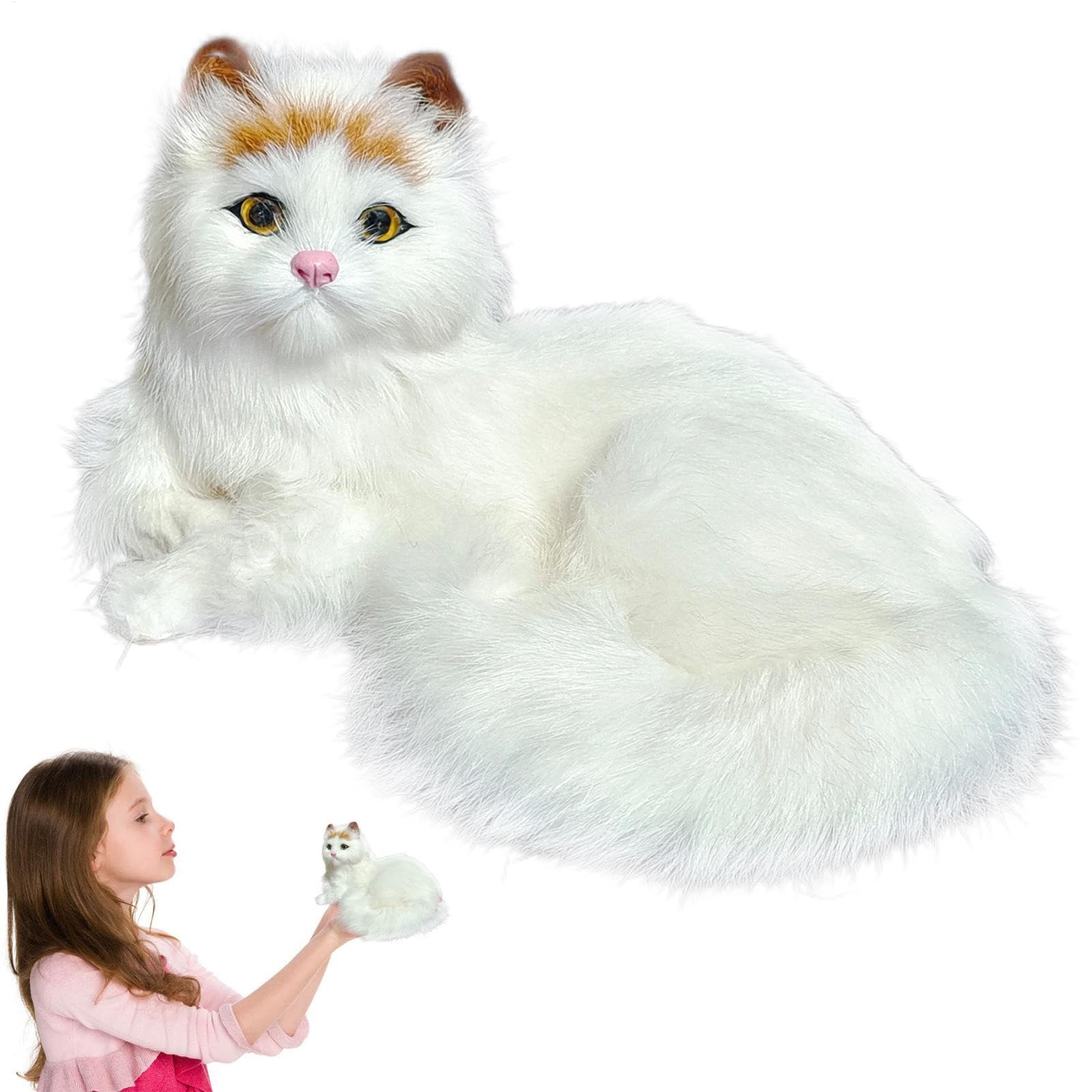 Juguete de Peluche para Gatos Hecho a Mano - Lindos Animales de Peluche Suaves, Gatitos de Animales Rellenos | Linda muñeca de Gato Peluda Realista para Regalos, Accesorios de fotografía