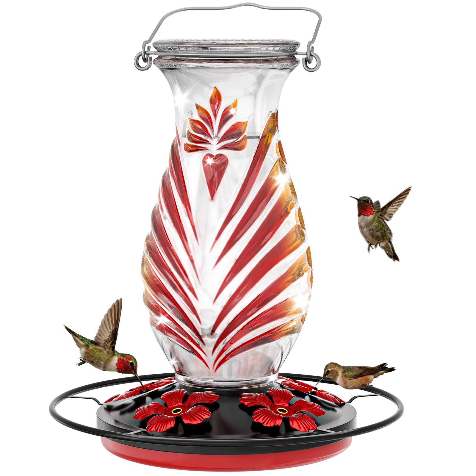 Grete Gotye 24 oz Glass Hummingbird Feeder