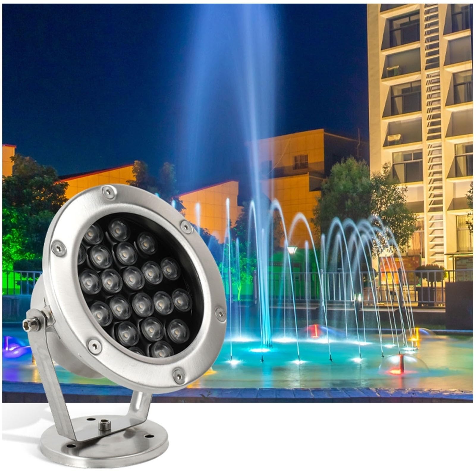 Zatapialne oświetlenie LED - lampa LED do basenu, wpuszczana lampa zewnętrzna, obrotowe oświetlenie krajobrazowe 12 V, wodoodporne oświetlenie basenu ze stali nierdzewnej RGB IP68 (czerwony, 24