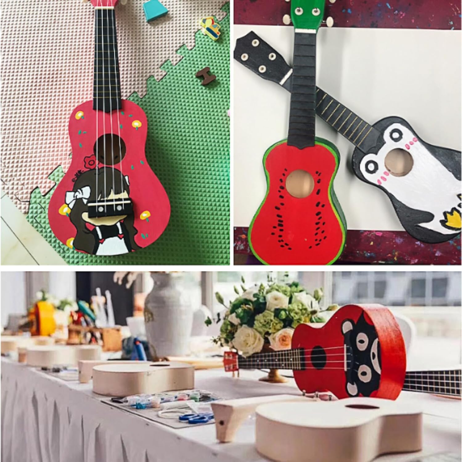 24 Inch DIY Ukulele Kit Handmade Guitar Build Kit Wooden Concert Ukulele Kit for Home Performance and Practicing