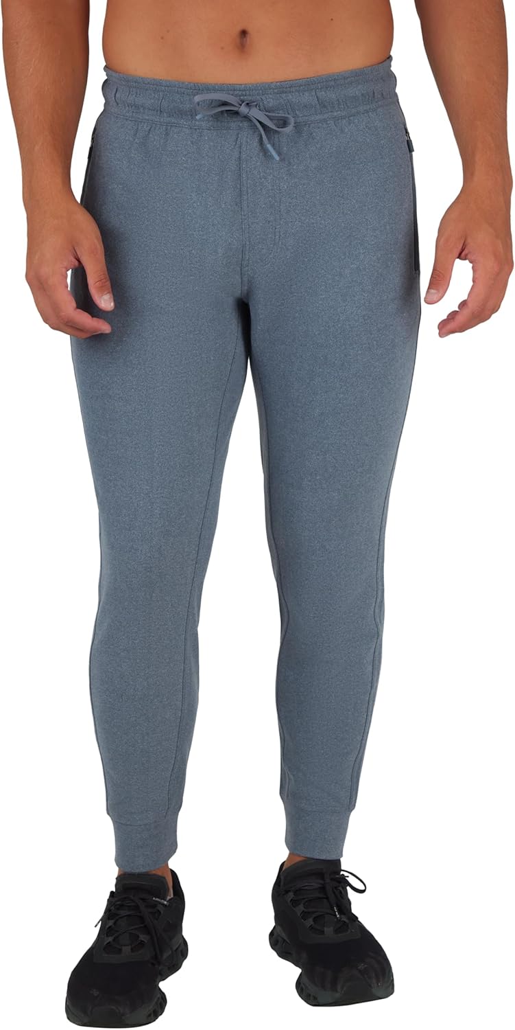 90 Degree By Reflex Mens Fleece Jogger Soft Workout Pant with Side and Cargo Pockets