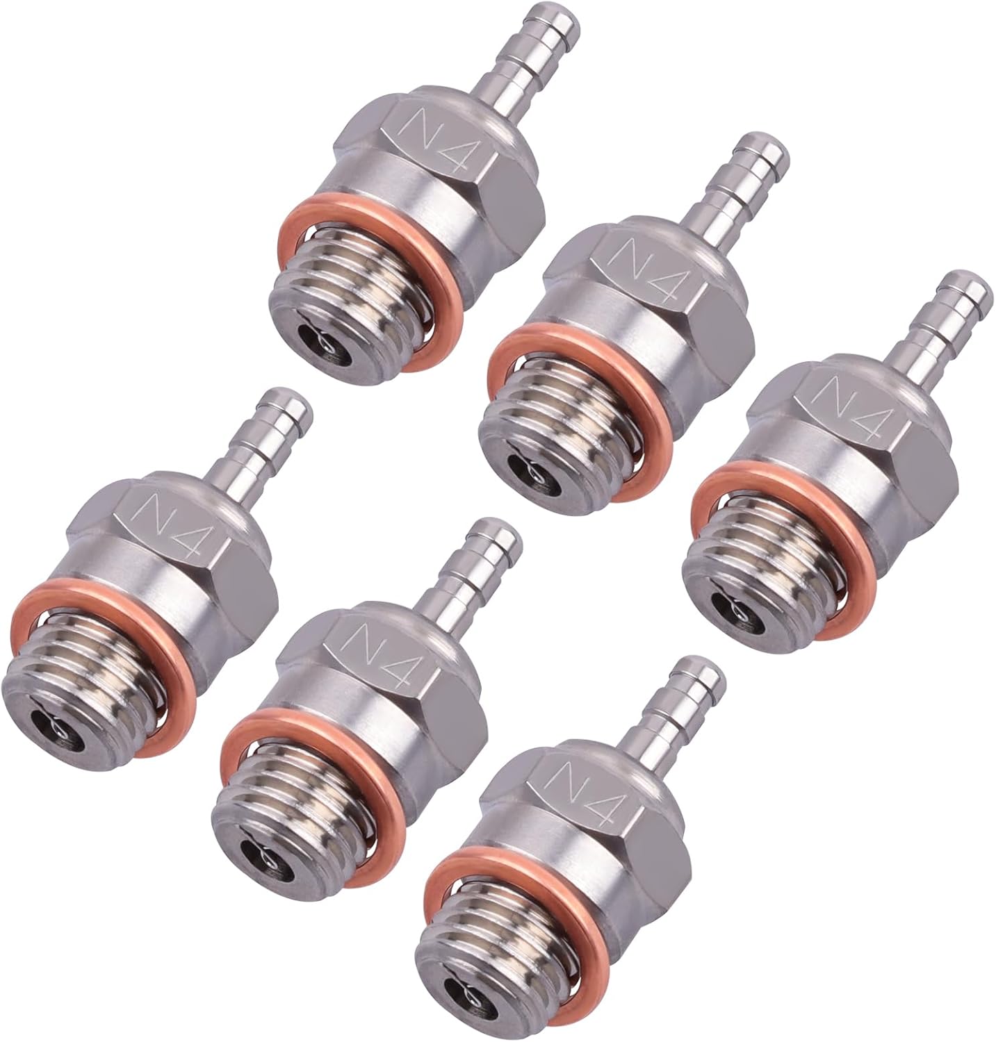 N4#4 NO.4 Glow Plug 70117 Medium Hot Spark Nitro Engine Parts for Traxxas HPI HSP Kyosho Redcat 1/8 1/10 RC Car Truck Buggy Replace OS 8 (6PCS)