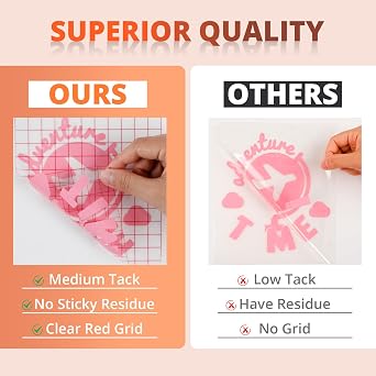 HTVRONT Clear Vinyl Transfer Paper Tape Roll 6 x 50 Feet Clear w/Red Alignment Grid - Application Transfer Tape Perfect for Self Adhesive Vinyl for Signs Stickers Decals Walls Doors & Windows